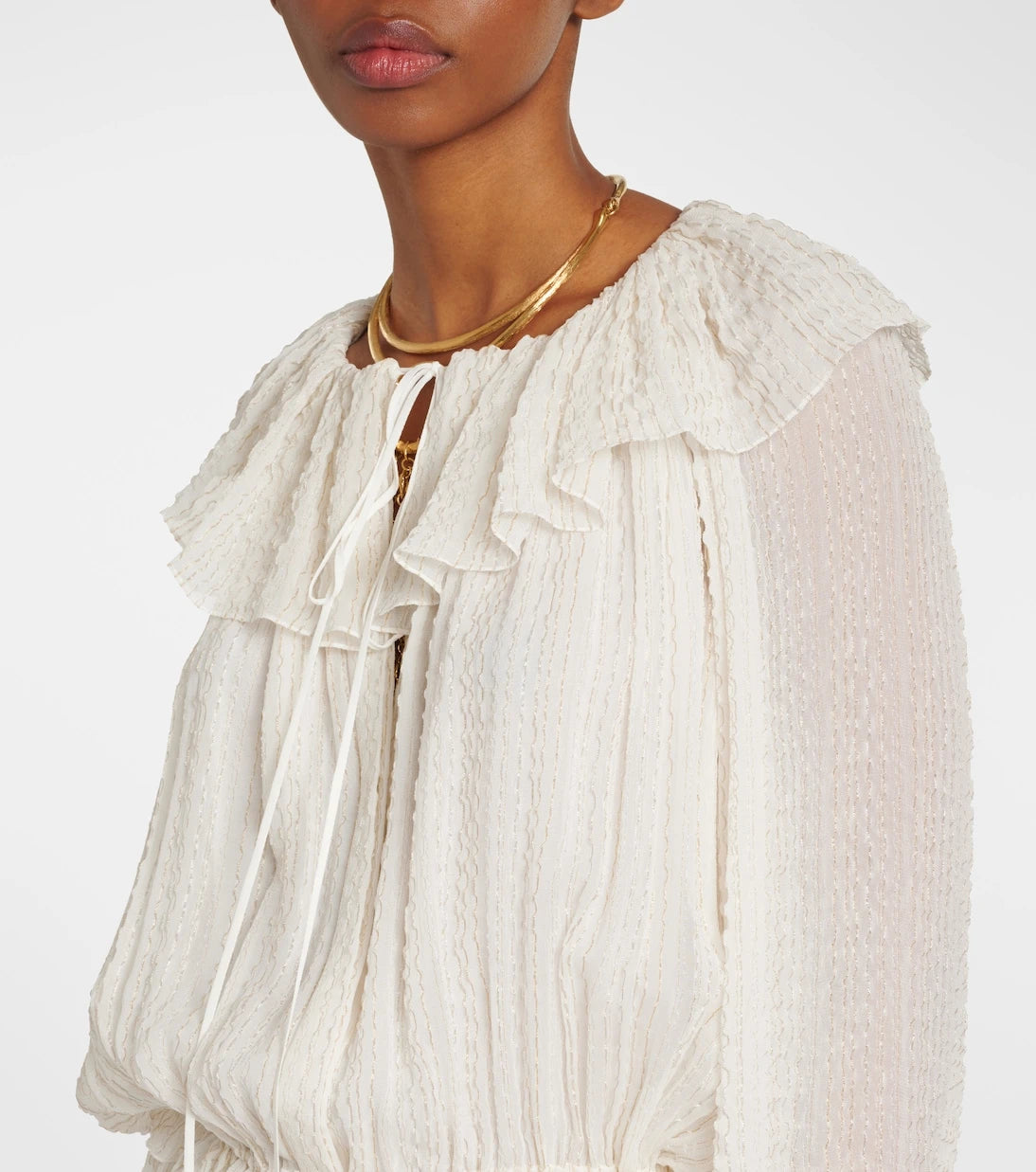 Chloé - Ruffled silk-blend crêpe maxi dress