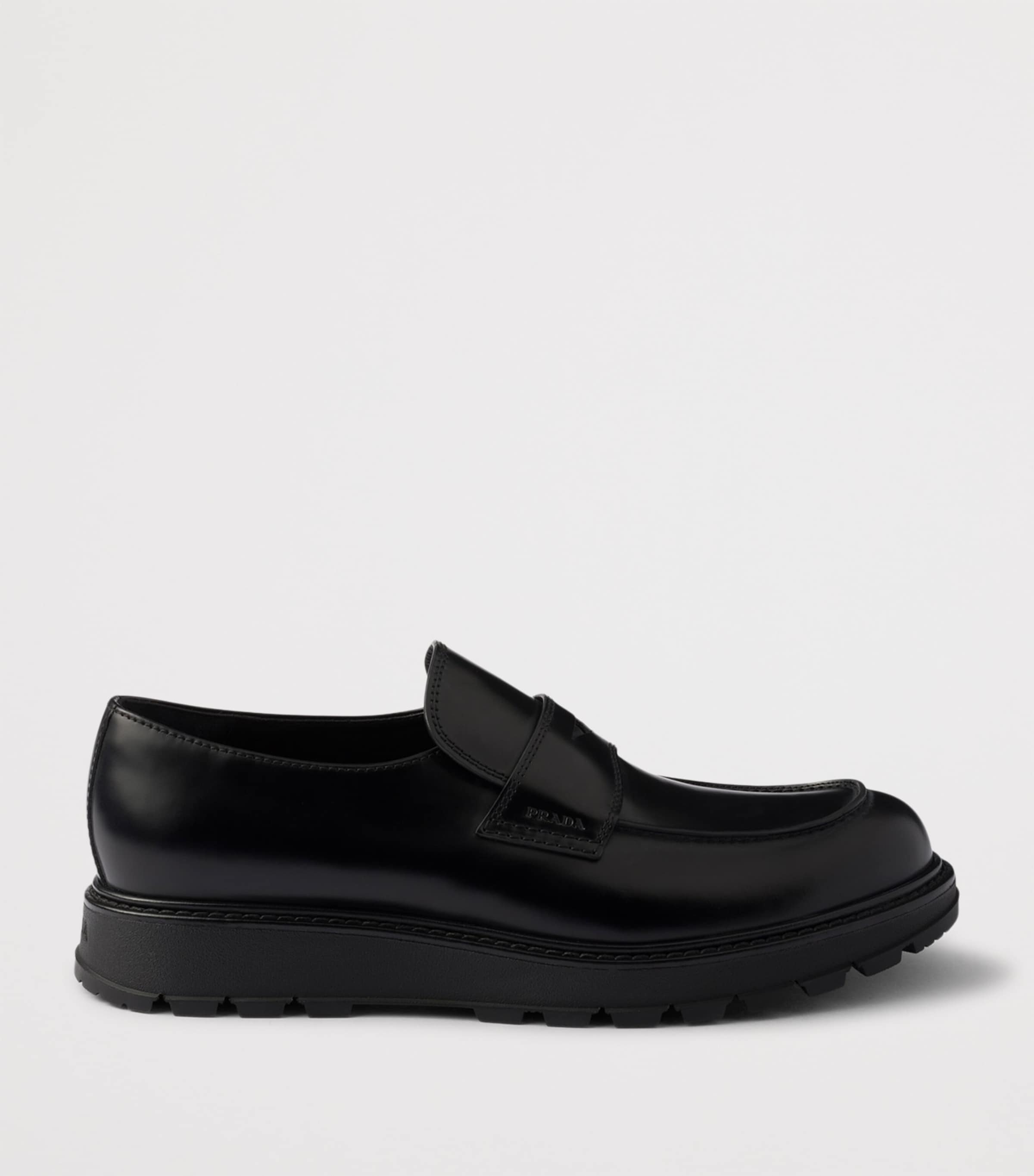 Brushed Leather Flatform Loafers