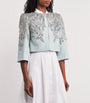 Jenny Packham Blue Satin Embellished Versalilles Jacket