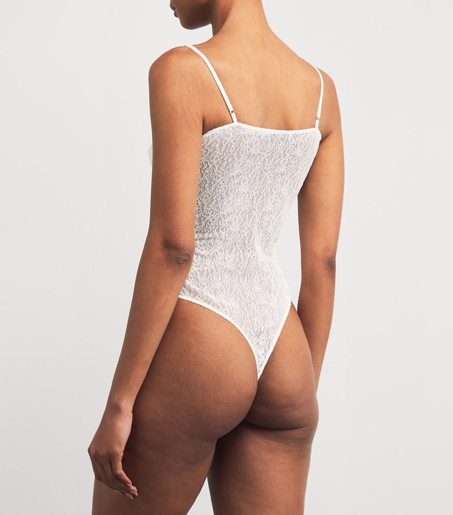 White Lace Aperture Bodysuit