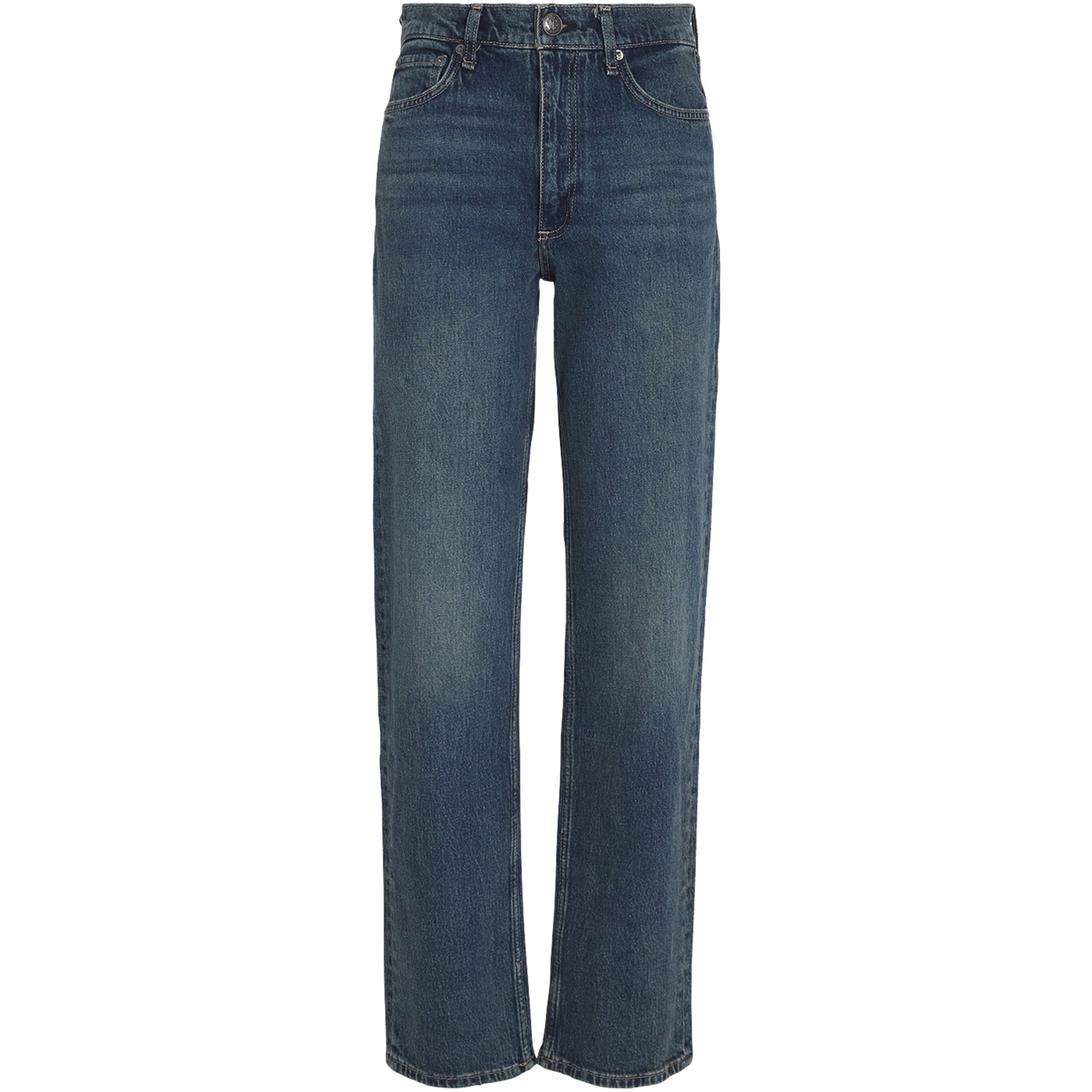 Rag & Bone Blue Harlow Mid-Rise Straight Jeans