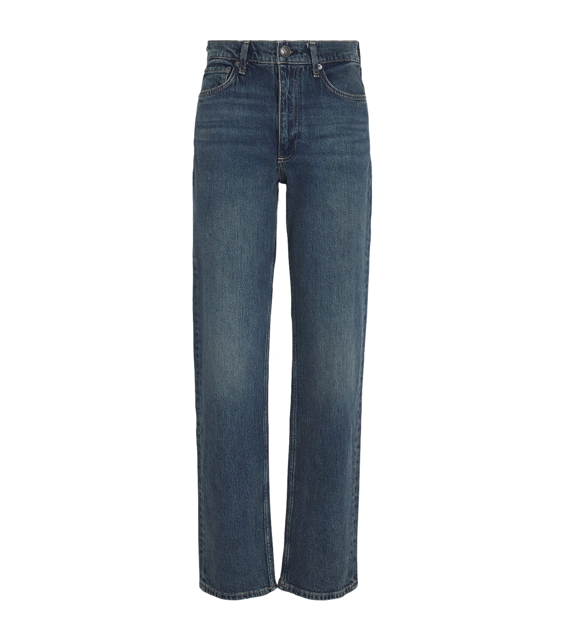 Rag & Bone Blue Harlow Mid-Rise Straight Jeans