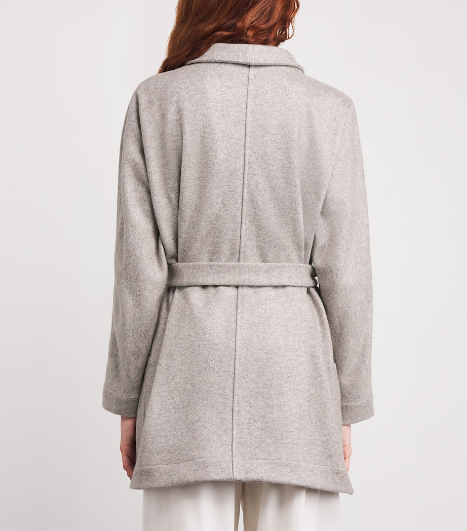 Brown Cashmere-Silk Belted Cardigan