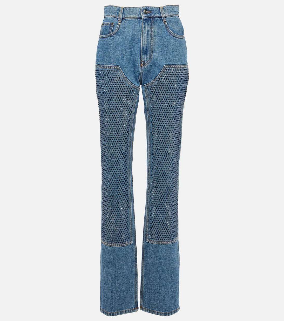 Area - Crystal-embellished high-rise straight jeans
