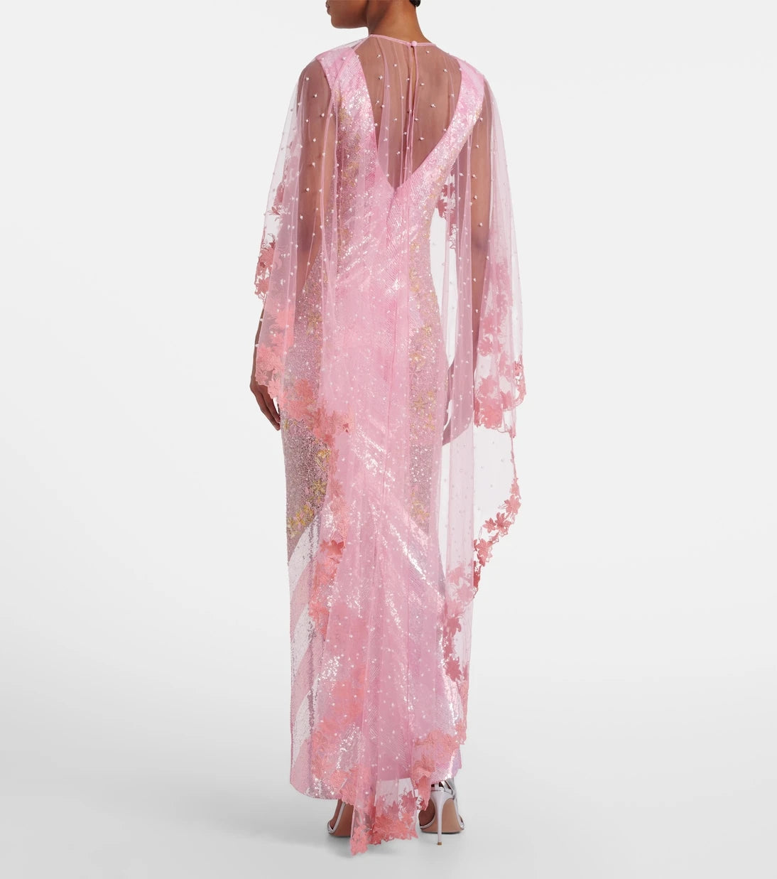 Là Fuori - Panorama embellished caped gown