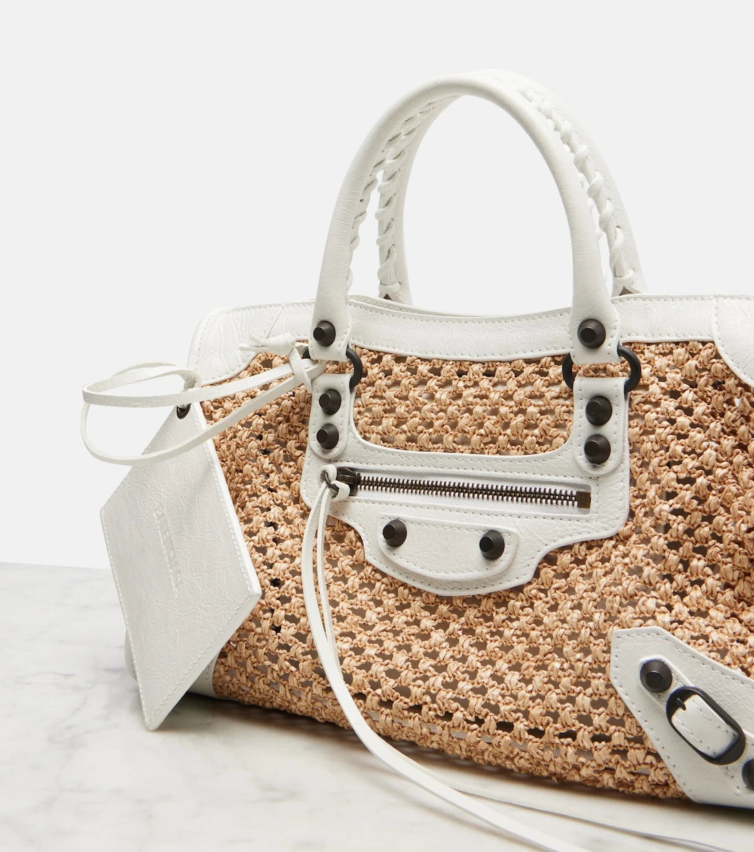 Balenciaga - Le City Small raffia shoulder bag