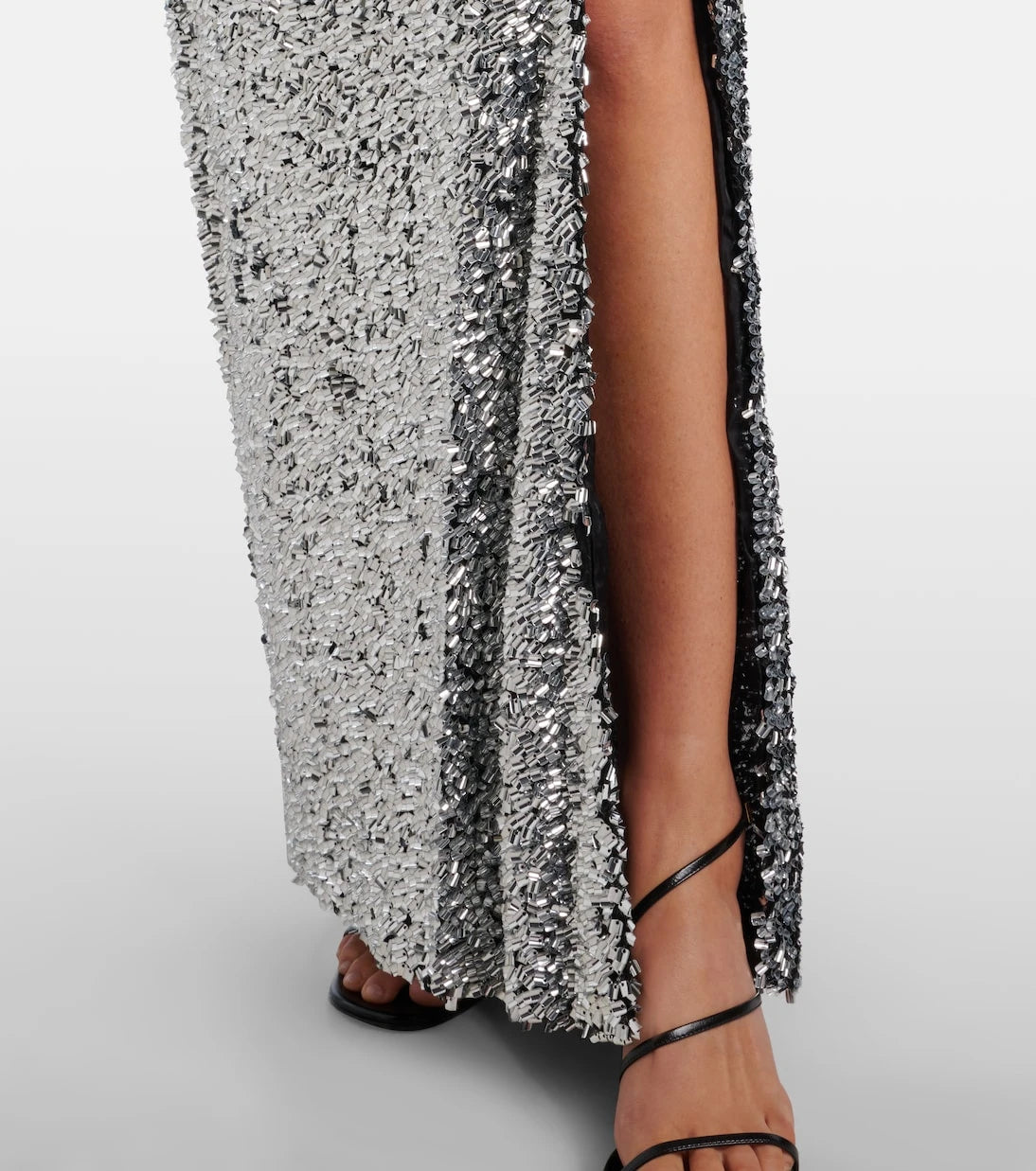 Area - One-shoulder sequined gown