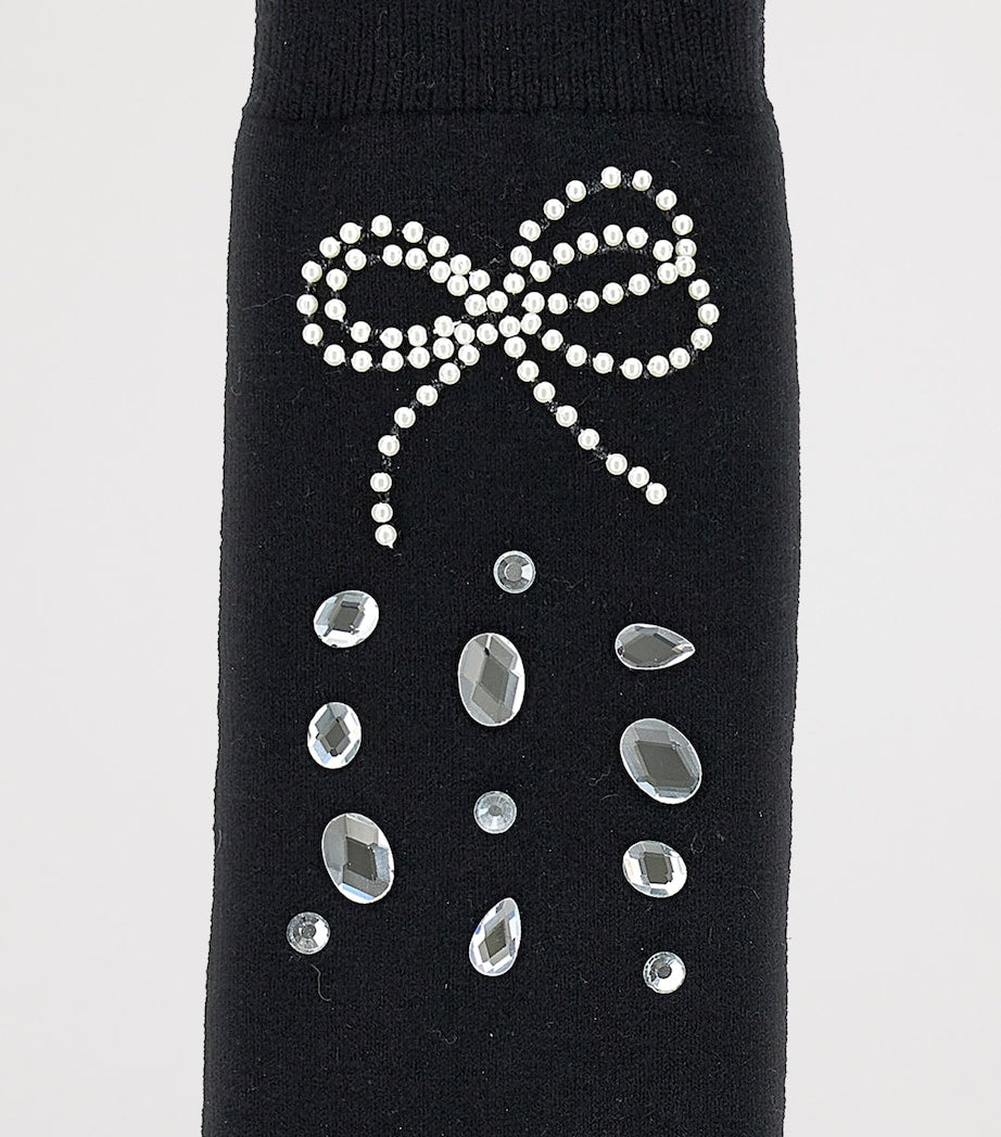 Rhinestone- and Bow-Embellished Socks