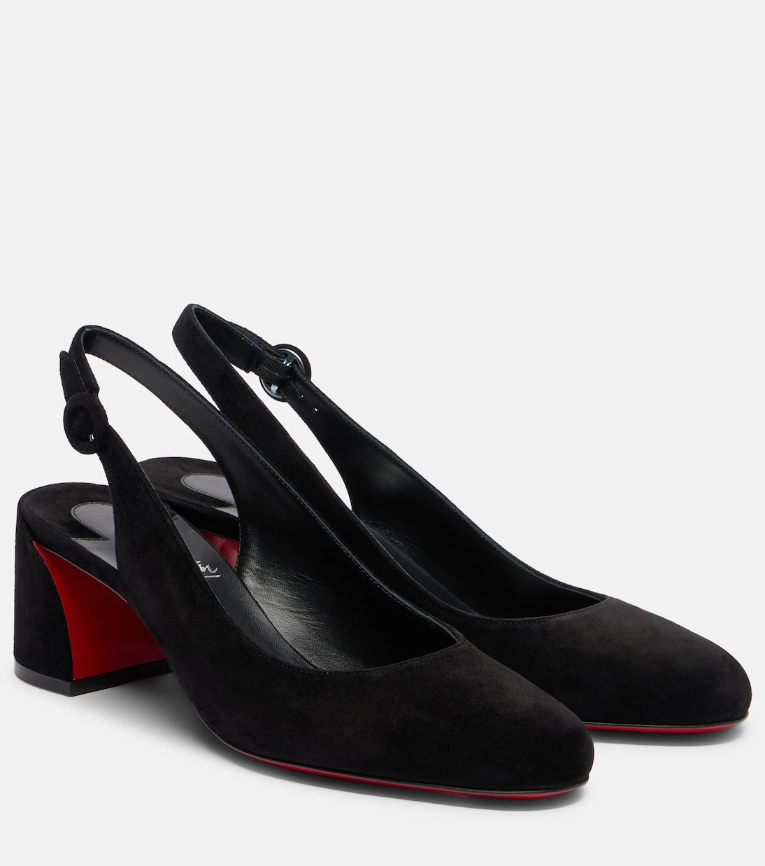 Christian Louboutin - حذاء So Jane 55 بكعب عالٍ من جلد الشامواه ومفتوح من الخلف