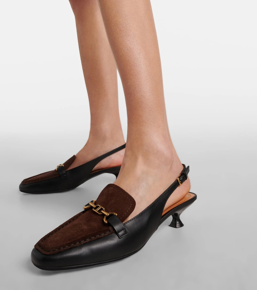 Tod's - 35 leather slingback loafer pumps