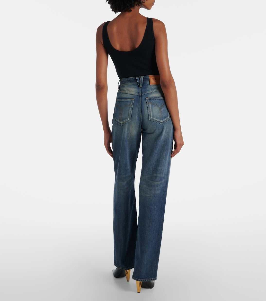 Versace - Ribbed-knit logo cotton-blend bodysuit