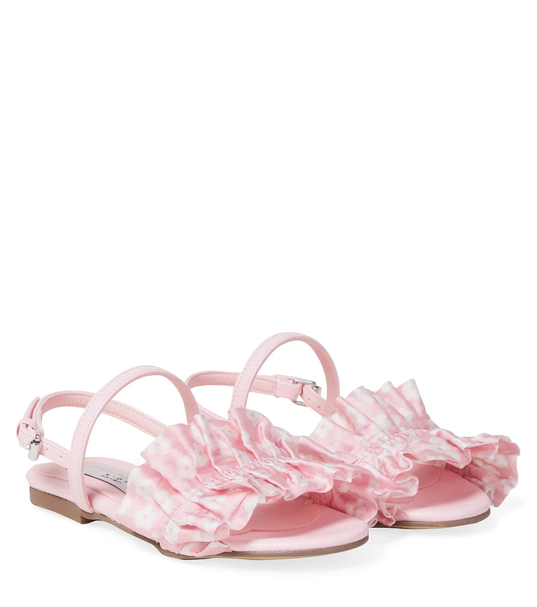 Stella McCartney Kids - Floral ruffled satin sandals