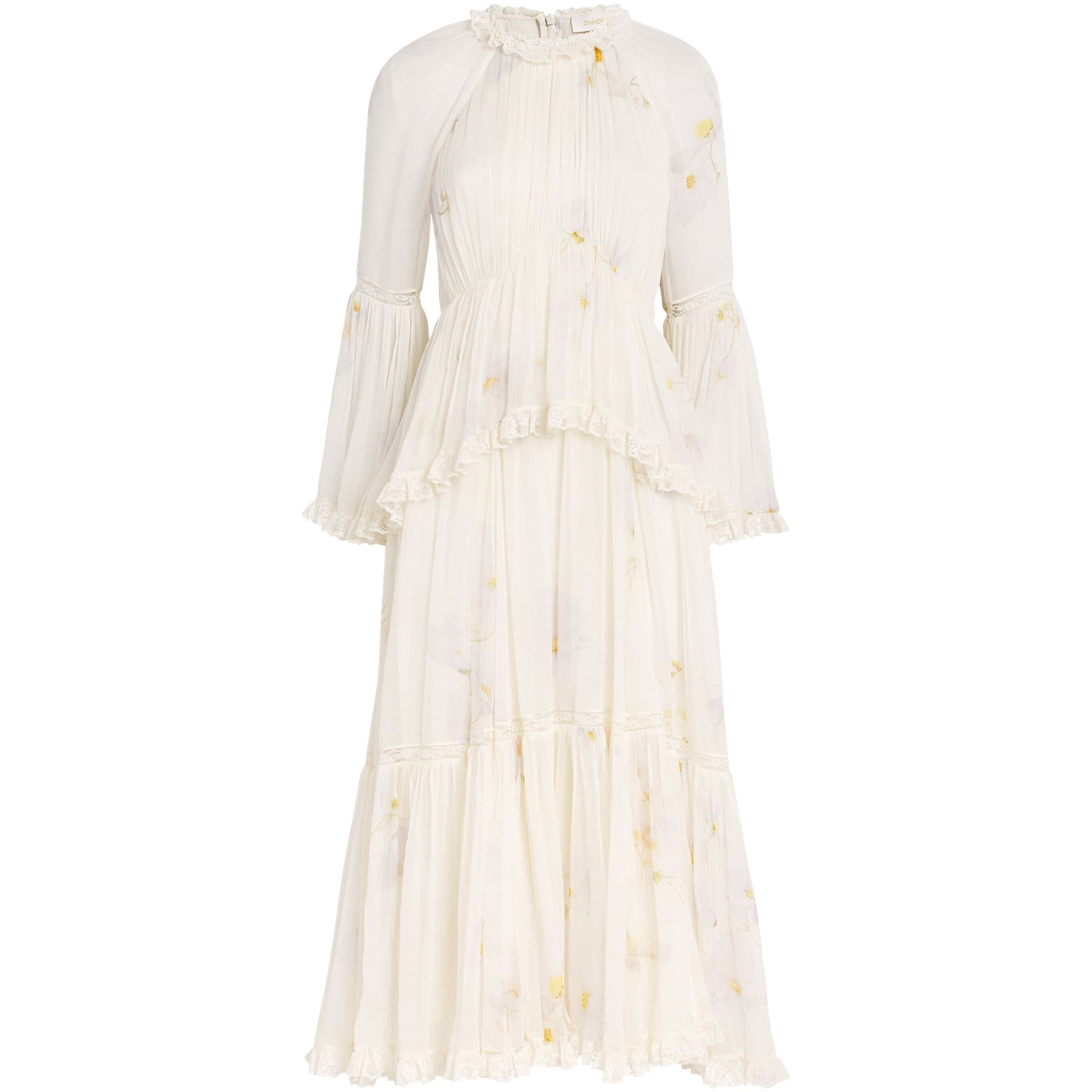 Zimmermann Nude Memento Peplum Flutter Midi Dress