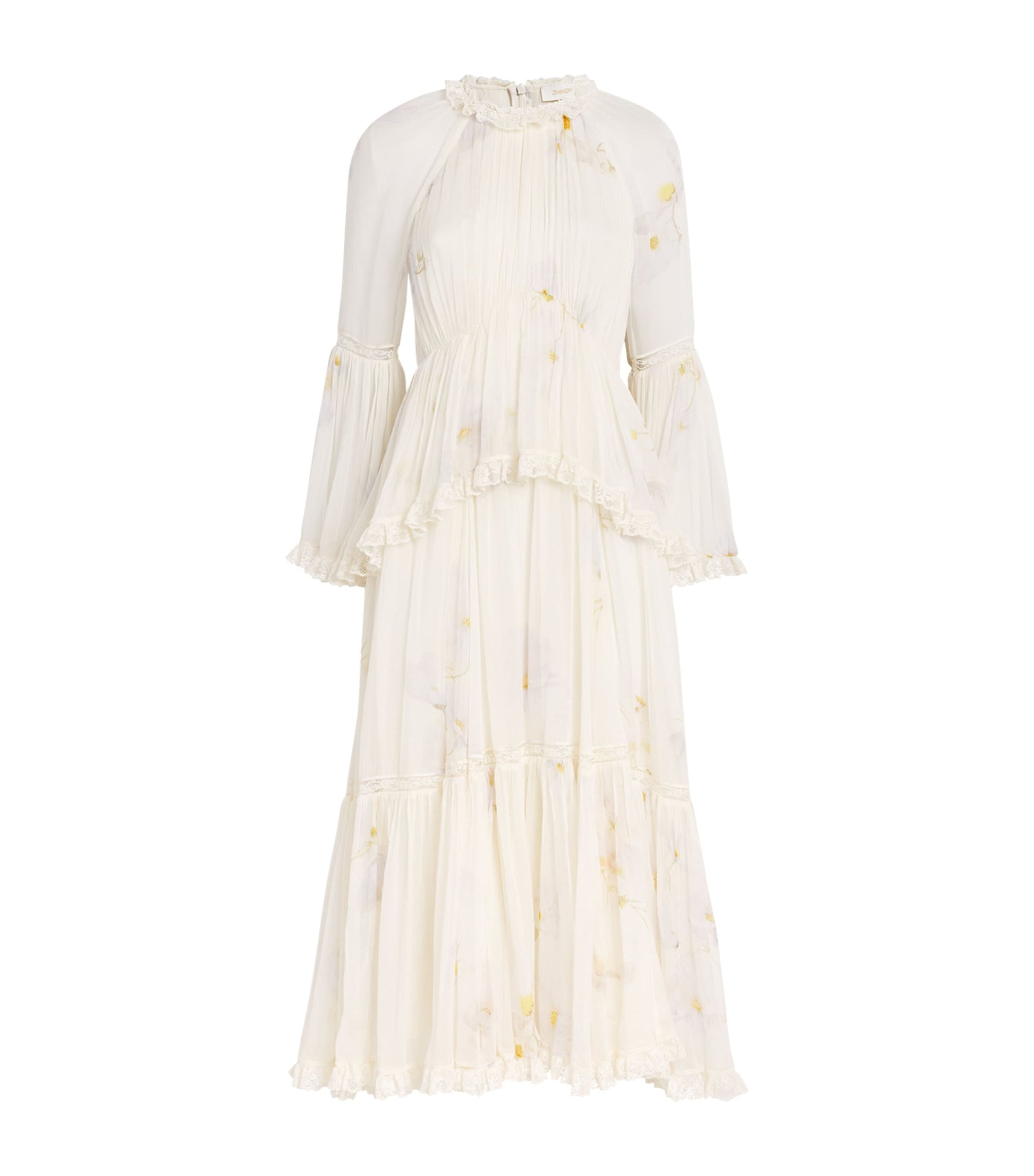 Zimmermann Nude Memento Peplum Flutter Midi Dress
