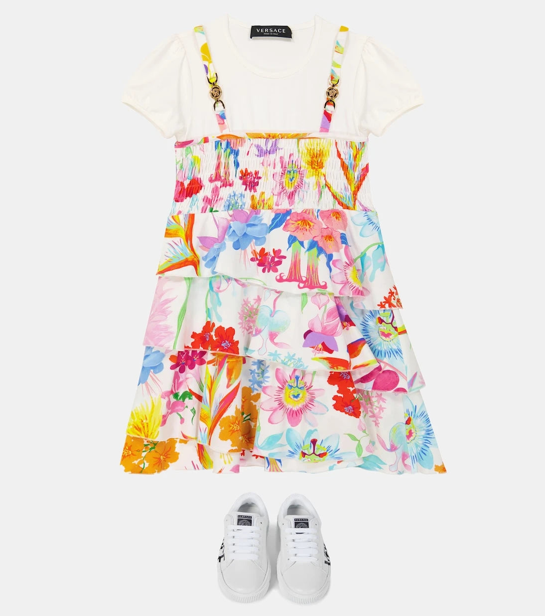 Versace Kids - Jardin cotton-blend dress