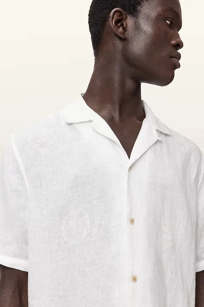 AllSaints риза мъжка от лен SEPAL