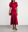 Victoria Beckham Red Gathered Waist Midi Dress