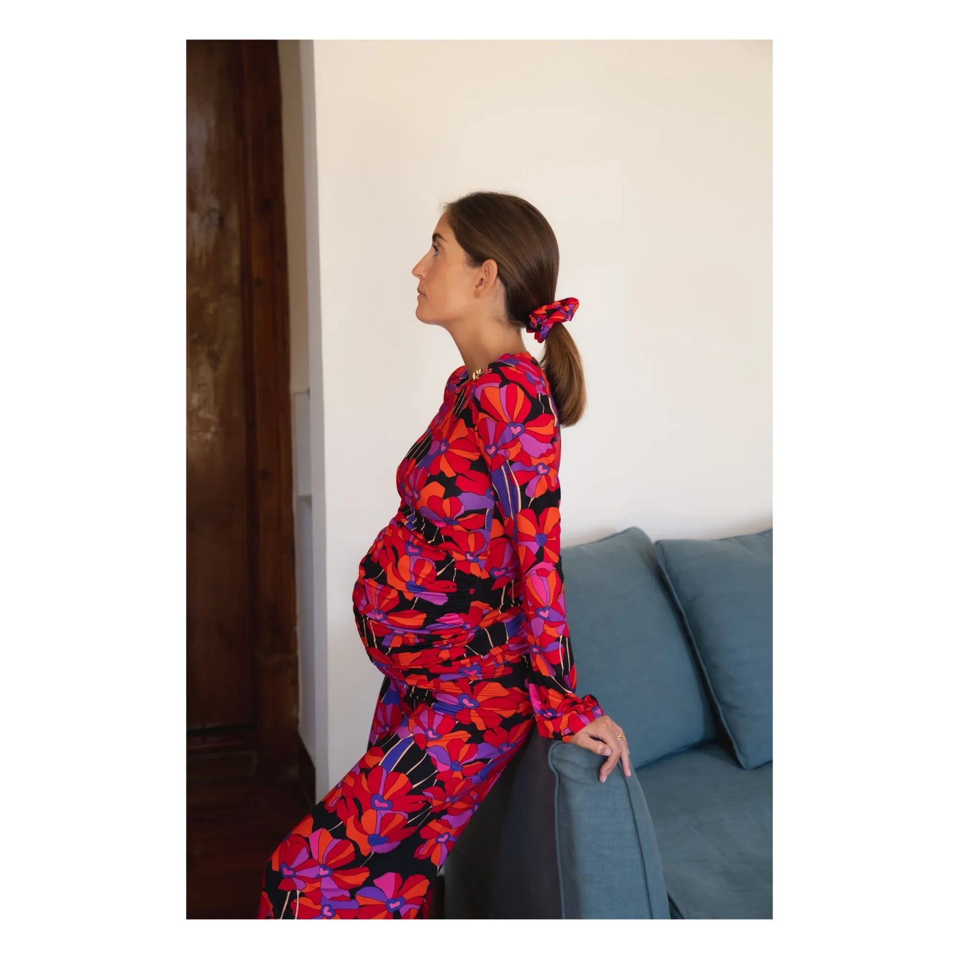 Paloma Collection - Andrea Flower Power Pregnancy Pants | Red