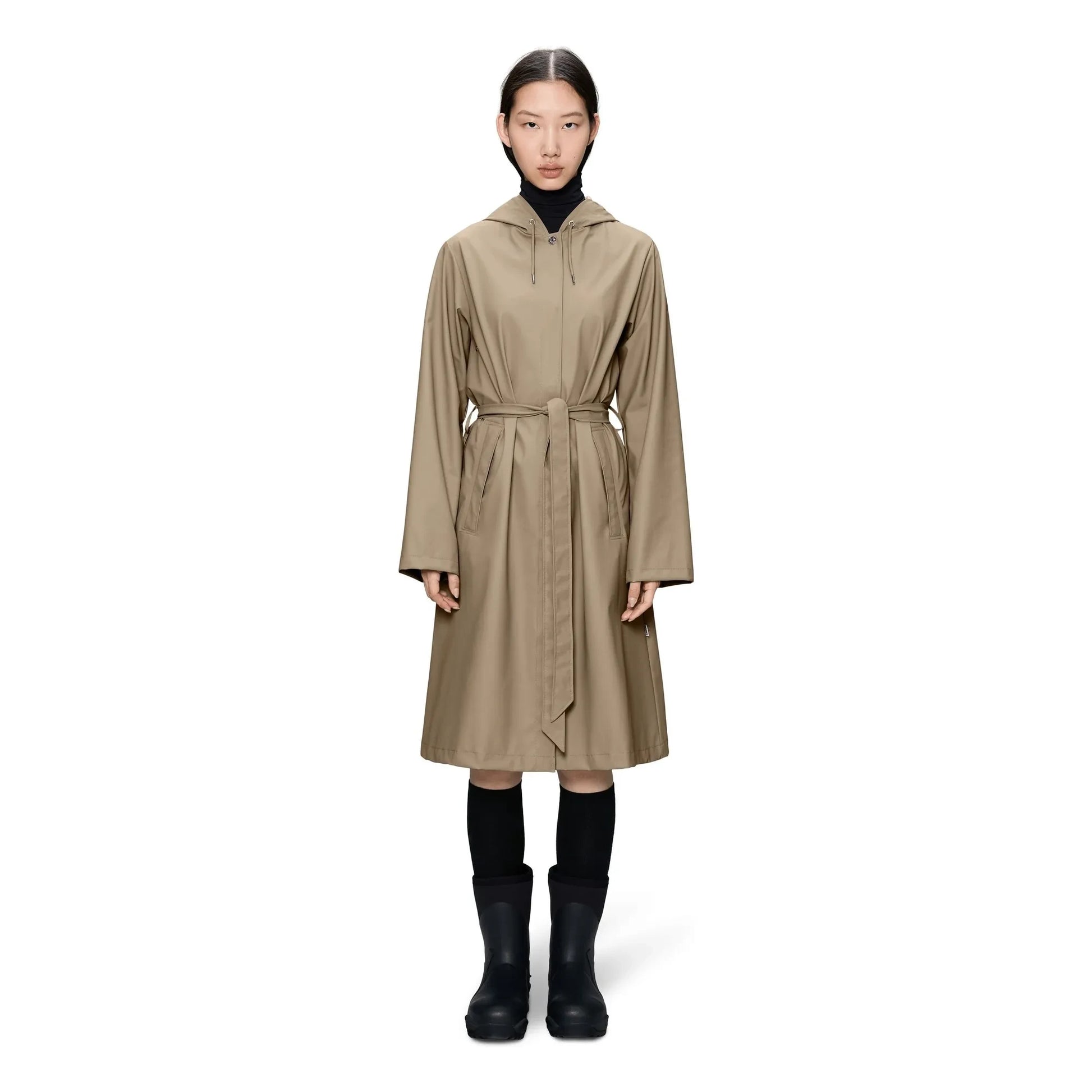 Rains - A-Line W3 Long Jacket | Beige