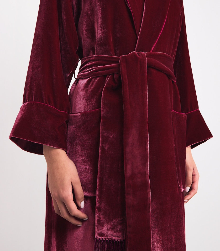 Velvet Silk-Lined Robe MAUVE