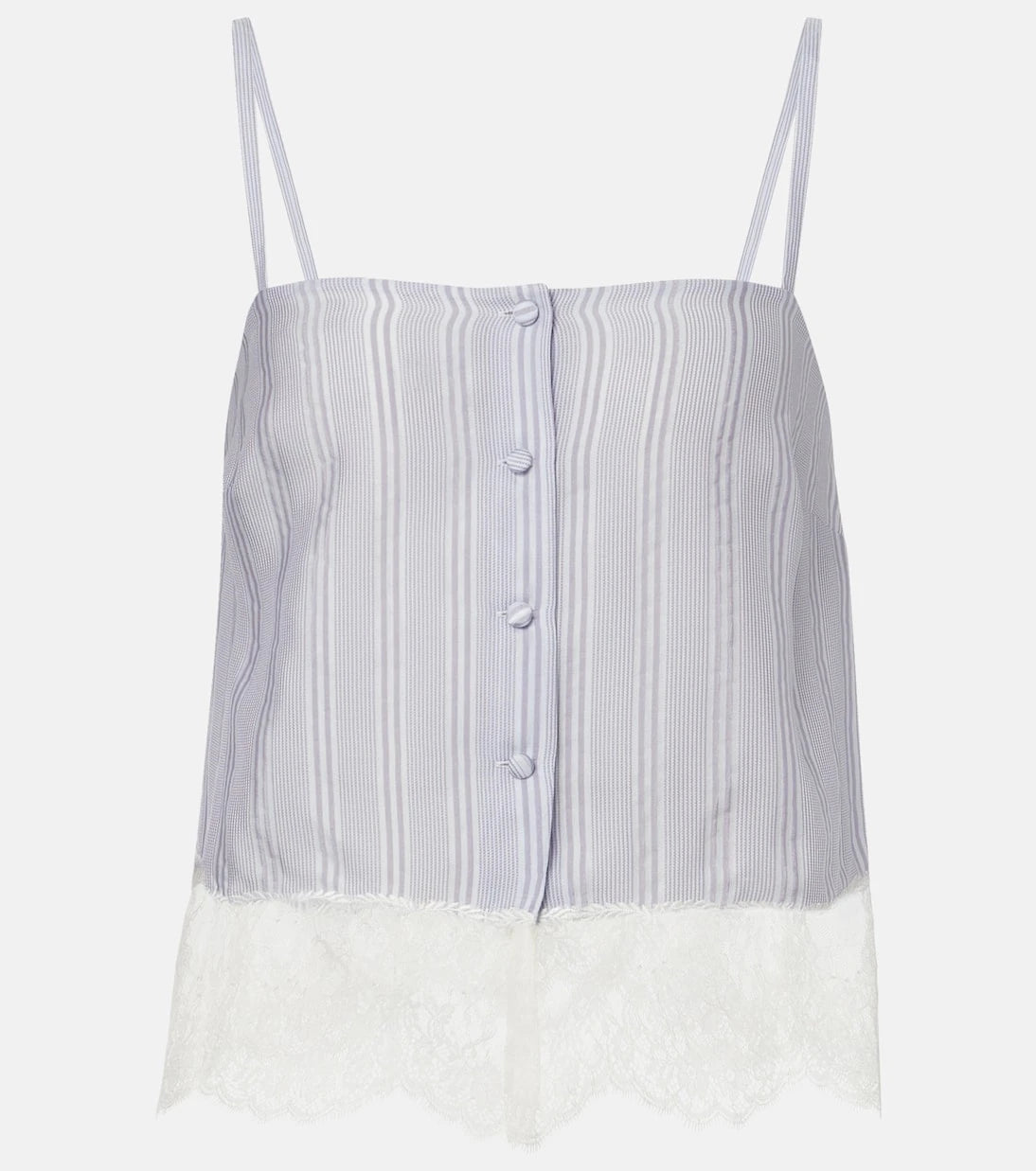 Frame - Lace-trimmed striped silk camisole