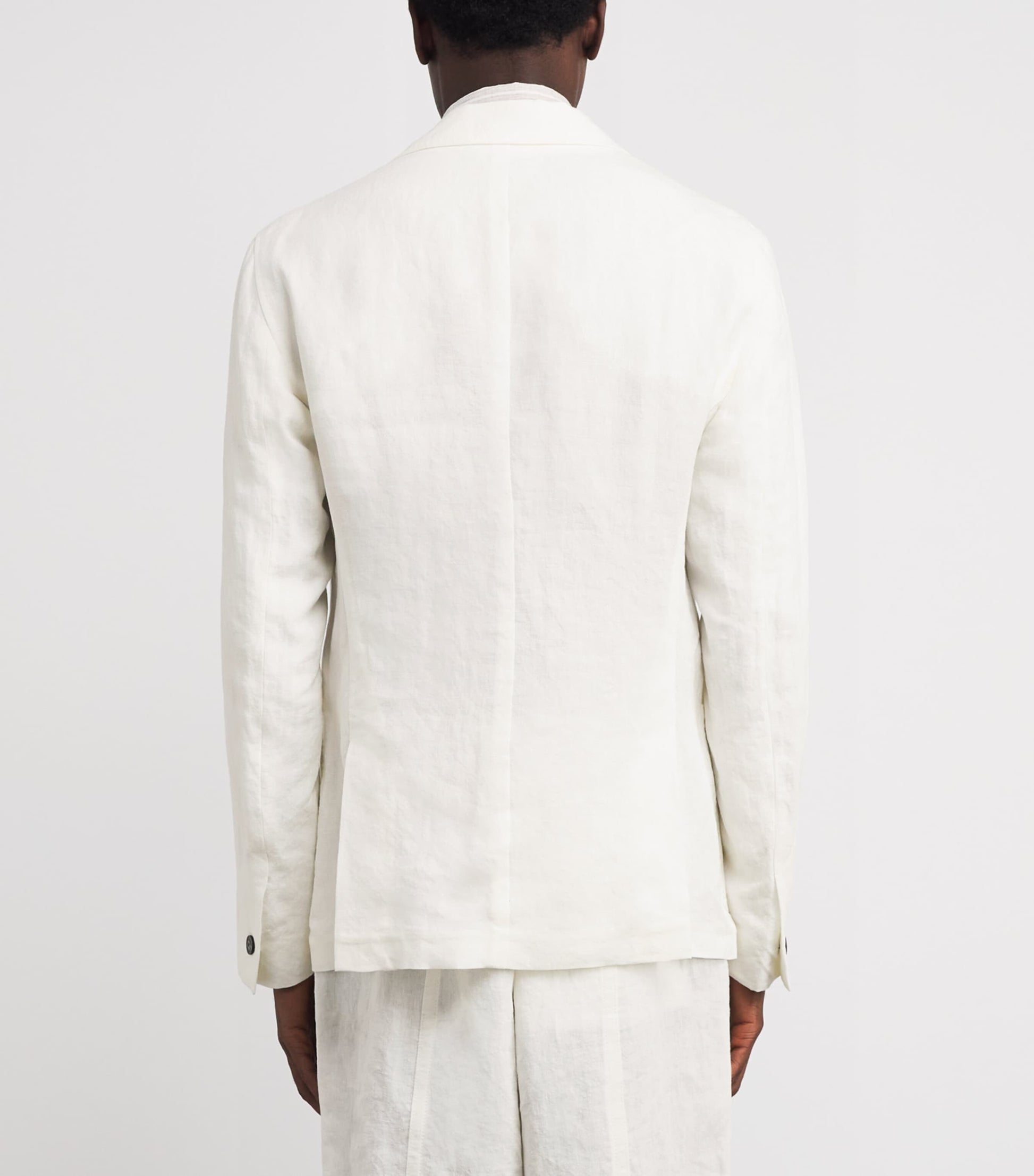 White Linen Single-Breasted Blazer
