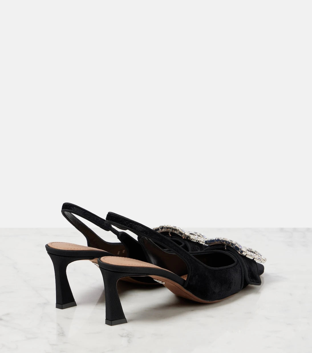 Dolce&Gabbana - Embellished velvet slingback pumps
