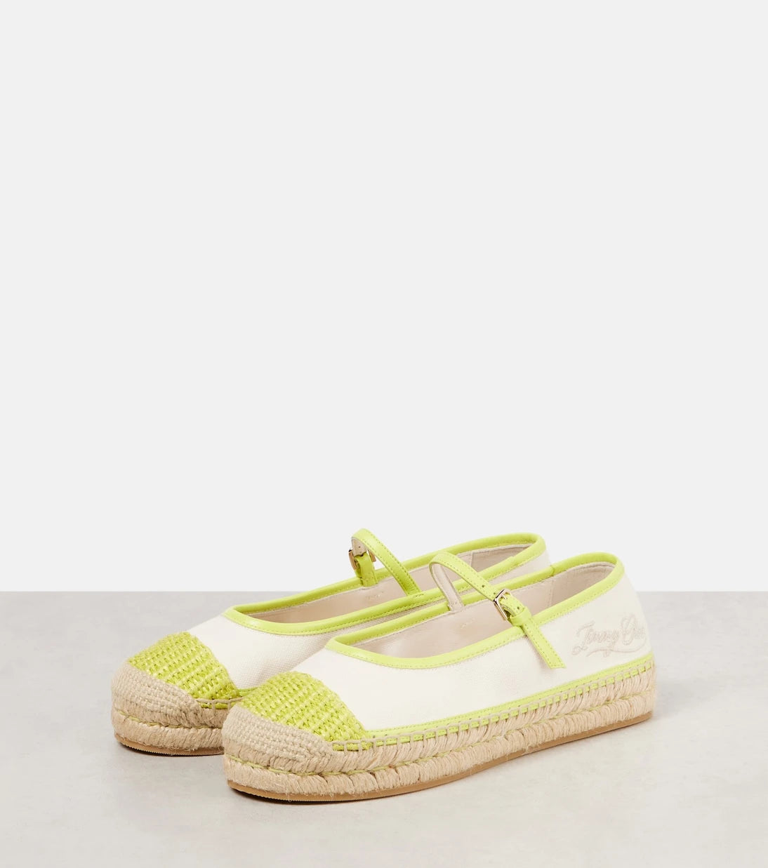 Jimmy Choo - Aciel leather-trimmed canvas espadrilles