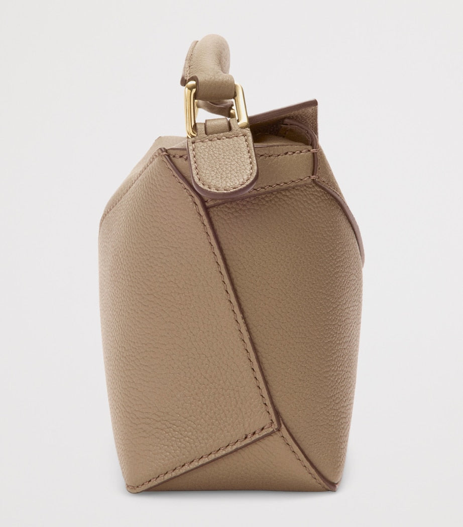 LOEWE Brown Mini Leather Puzzle Edge Top-Handle Bag