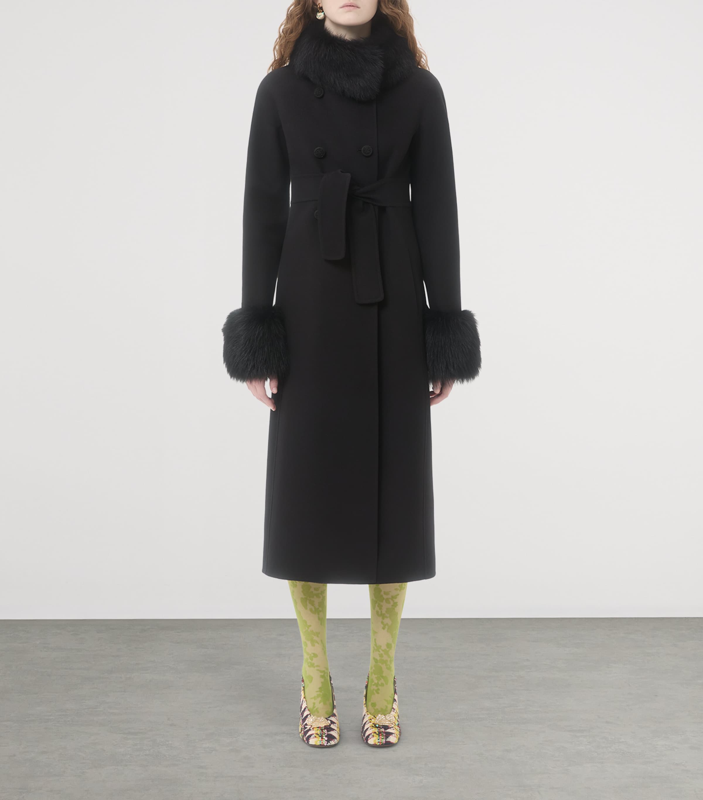Valentino Black Virgin Wool-Cashmere Belted Coat
