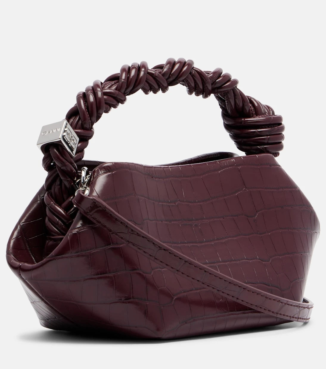 Ganni - Bou Mini croc-effect leather top-handle bag