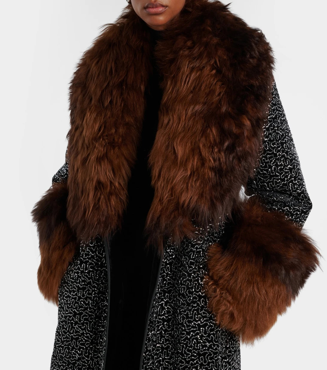 Jacques Wei - Embellished shearling-trimmed coat