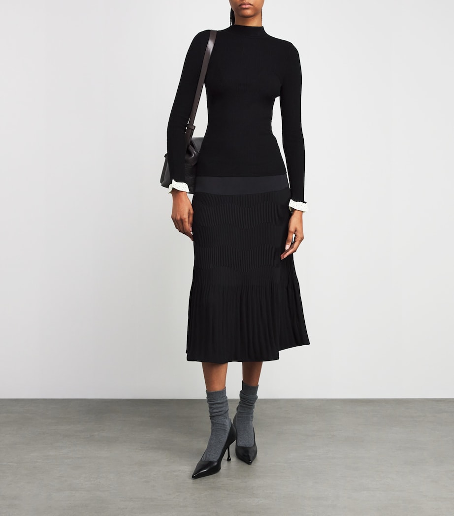 Claudie Pierlot Black Pleated Midi Skirt