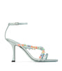 Turquoise Blanche 90 Satin Heeled Sandals
