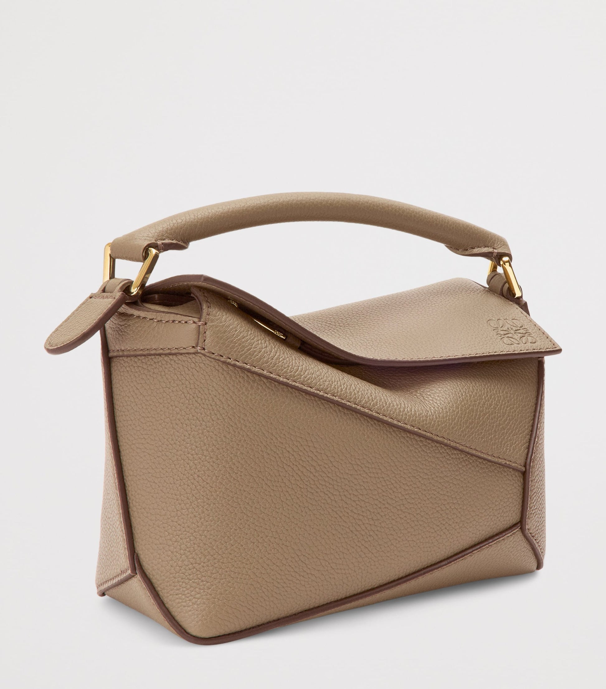 LOEWE Brown Mini Leather Puzzle Edge Top-Handle Bag