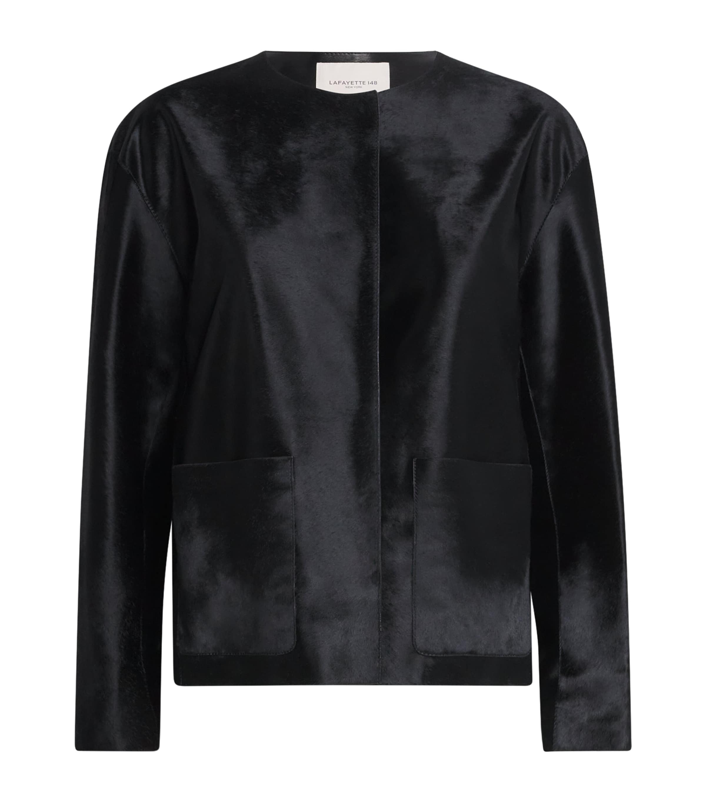Lafayette 148 Black Cowhide Leather Jacket