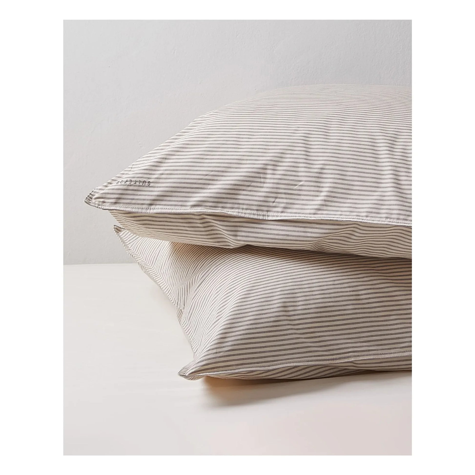 Suite 702 - Striped pillowcase in organic percale - Brown-Ecru | Brown