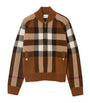 Burberry Brown Wool-Cashmere Check Bomber Jacket