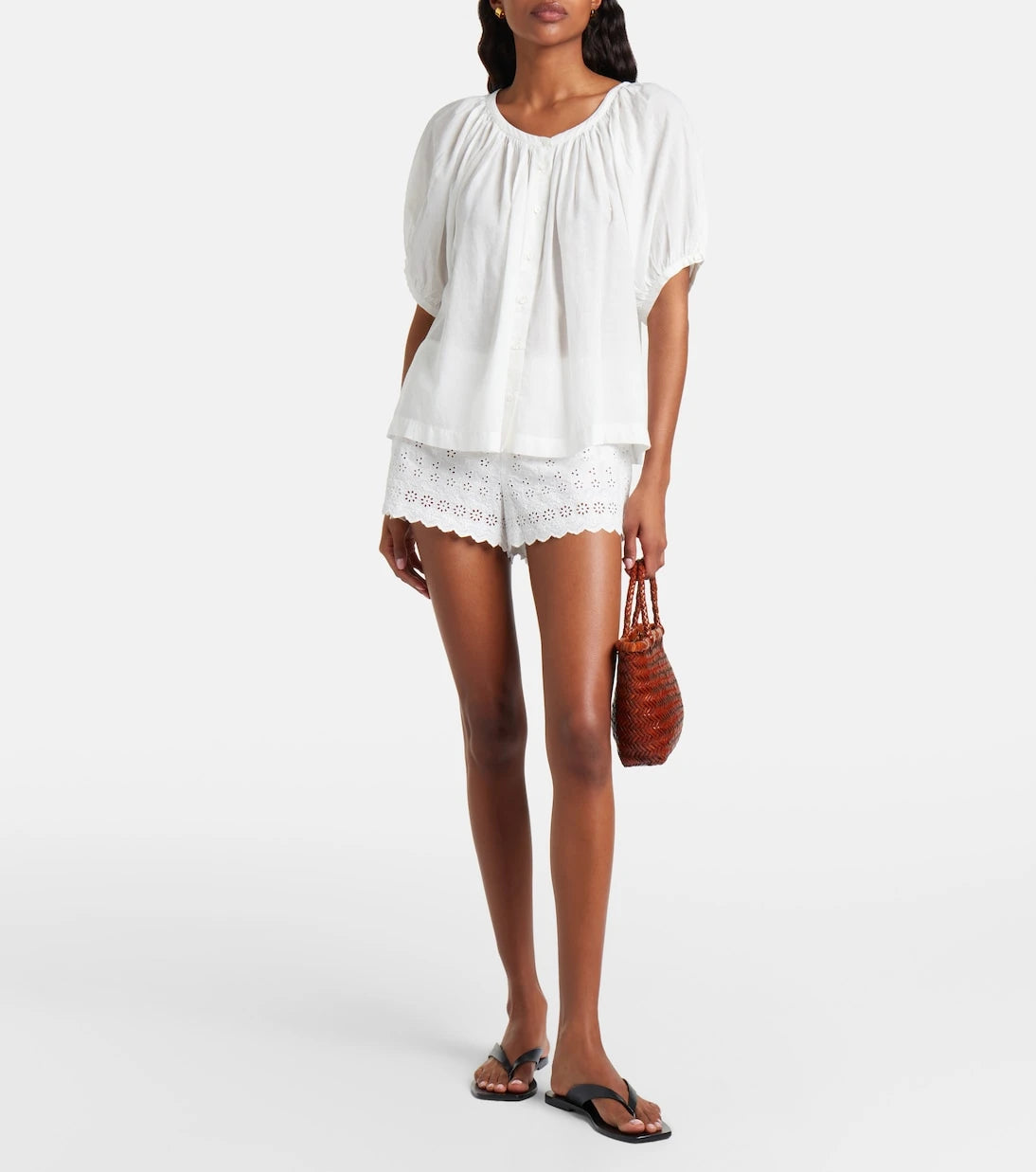 Dôen - Arda embroidered cotton shorts