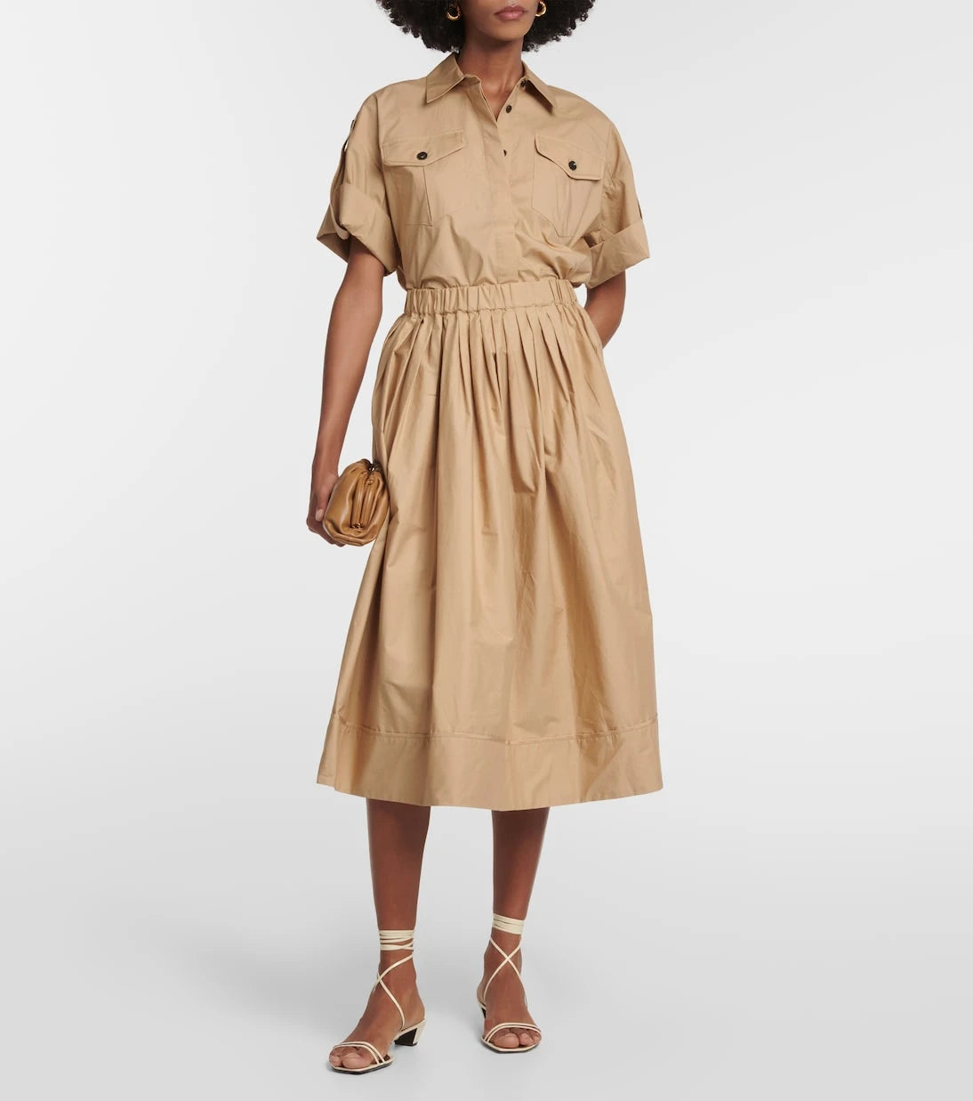 CO - A-line cotton midi skirt