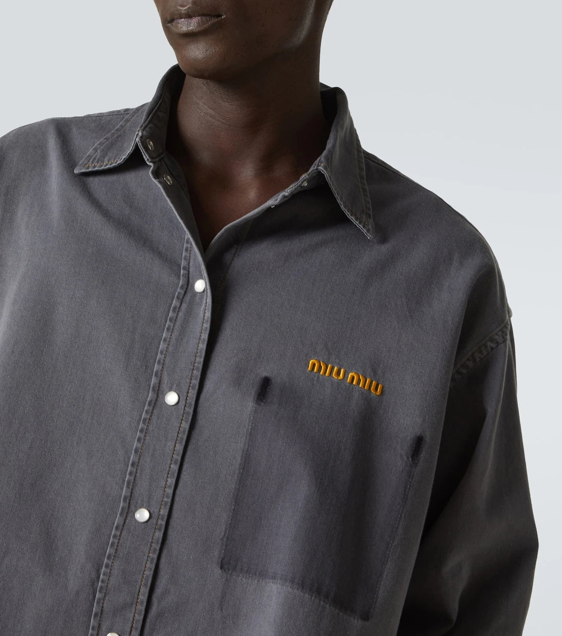 Miu Miu - Logo oversized chambray shirt