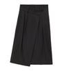 LOEWE Black Cotton-Silk Gabardine Wrap Skirt