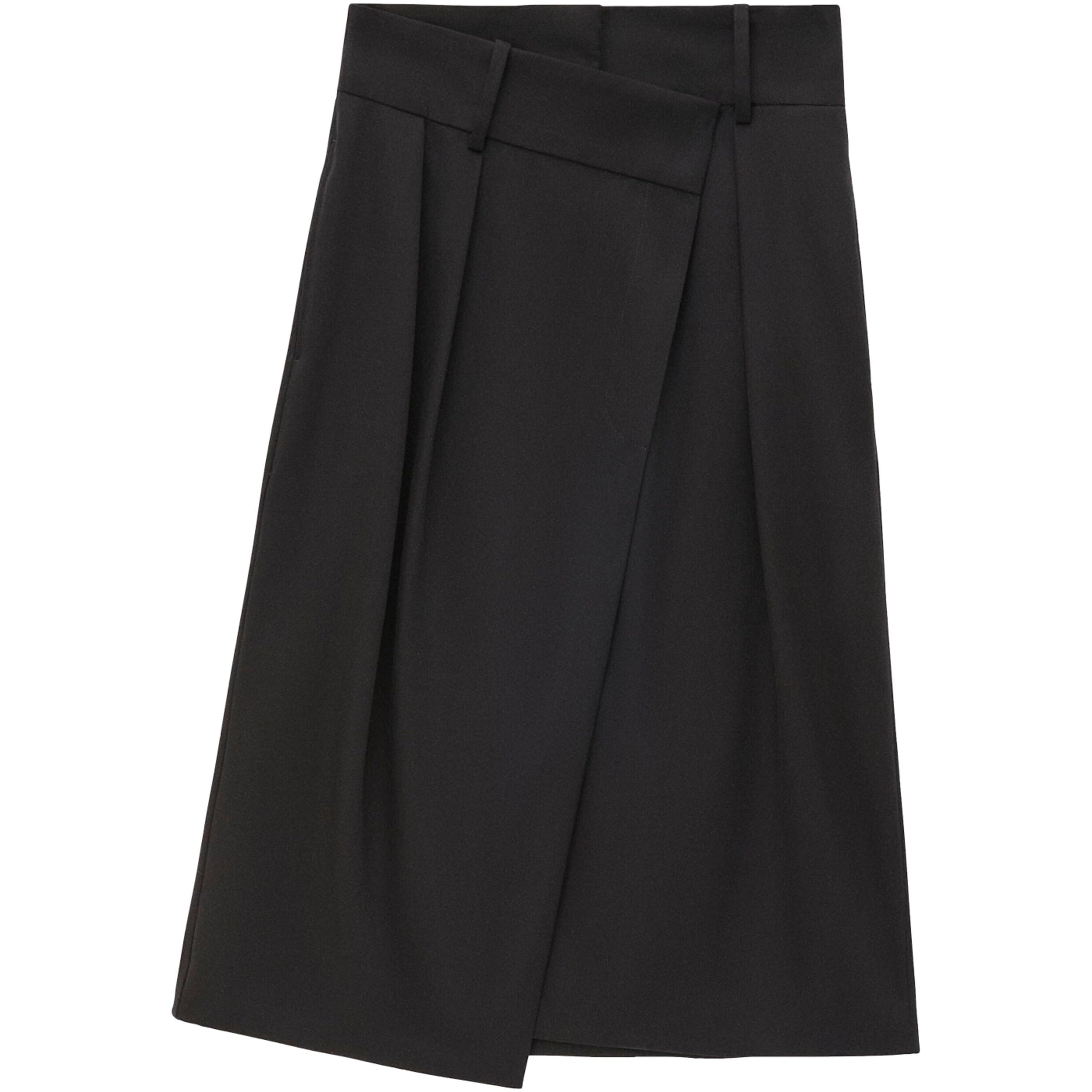 LOEWE Black Cotton-Silk Gabardine Wrap Skirt