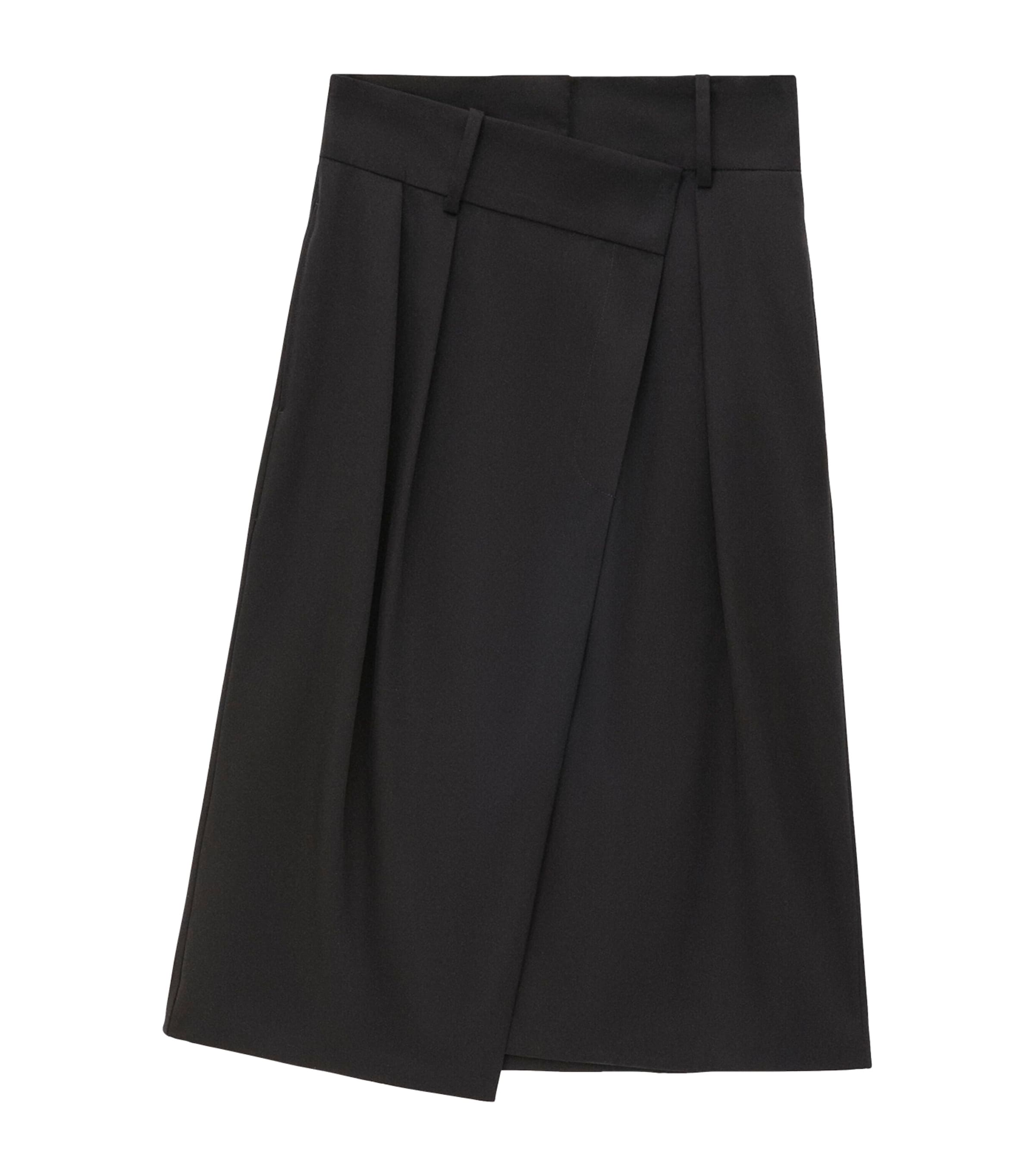 LOEWE Black Cotton-Silk Gabardine Wrap Skirt