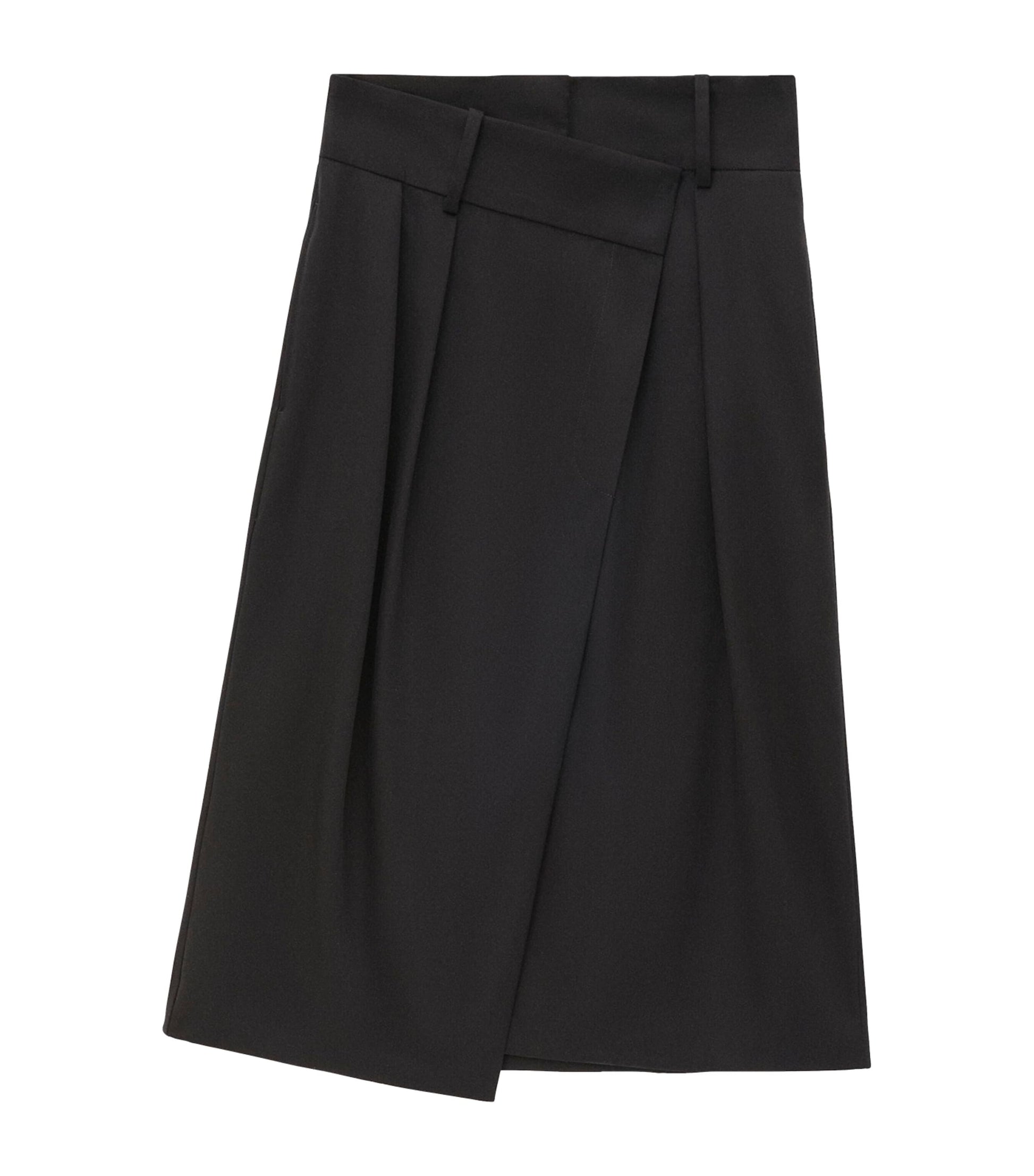 LOEWE Black Cotton-Silk Gabardine Wrap Skirt