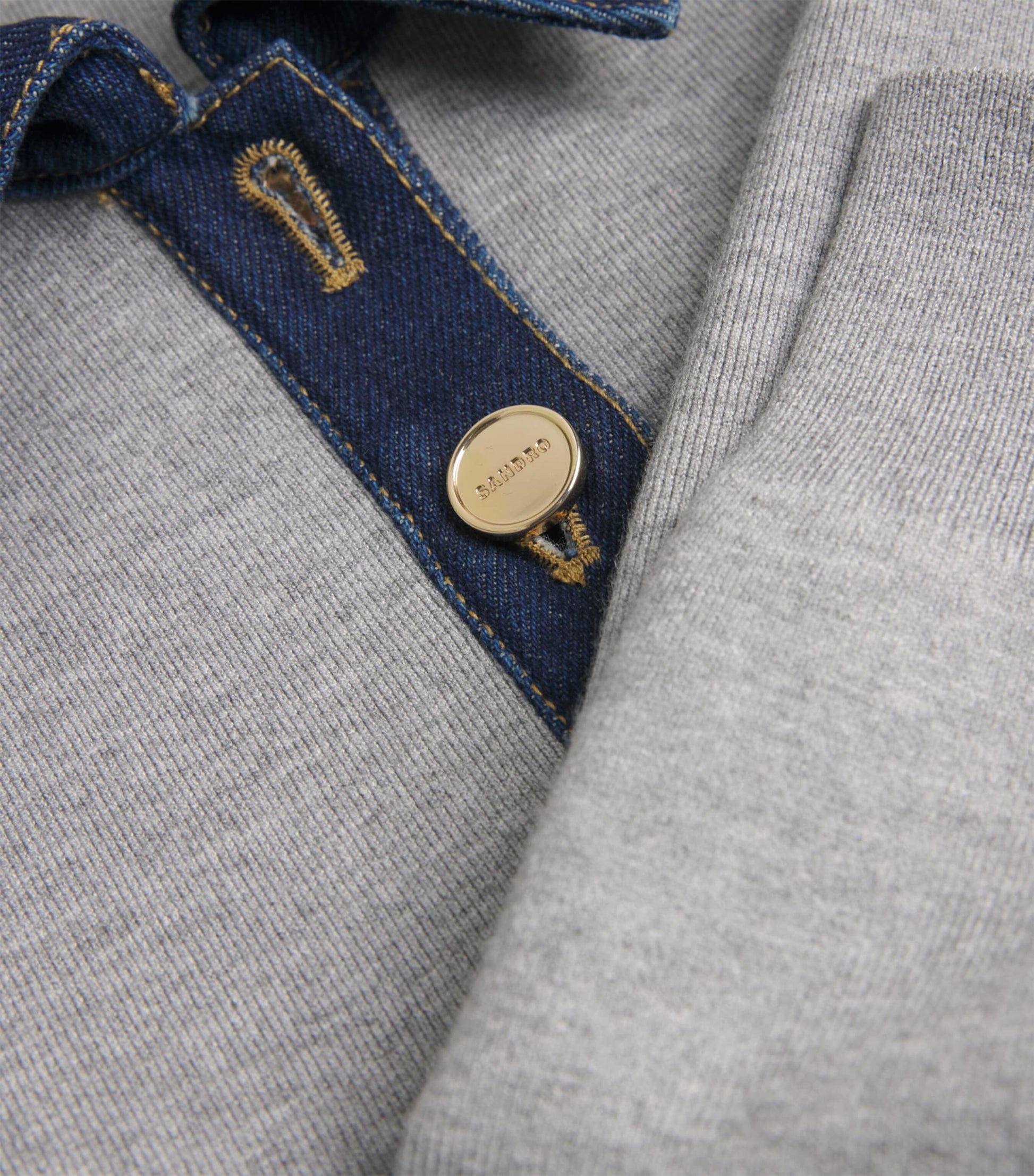 Black Denim-Collar Sweater