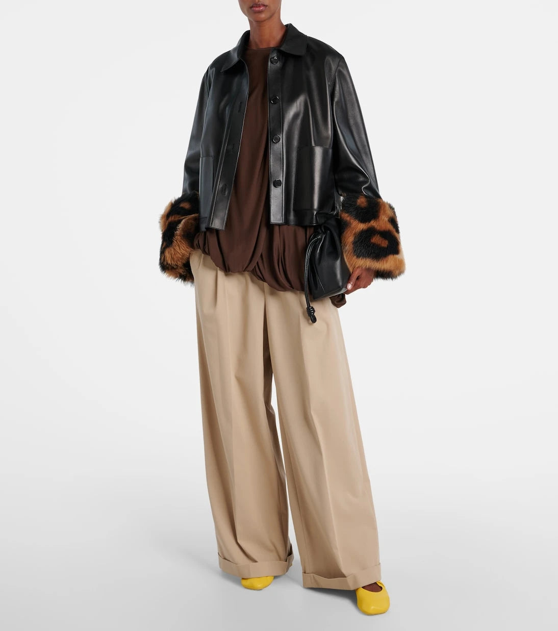 Loewe - Shearling-trimmed leather jacket