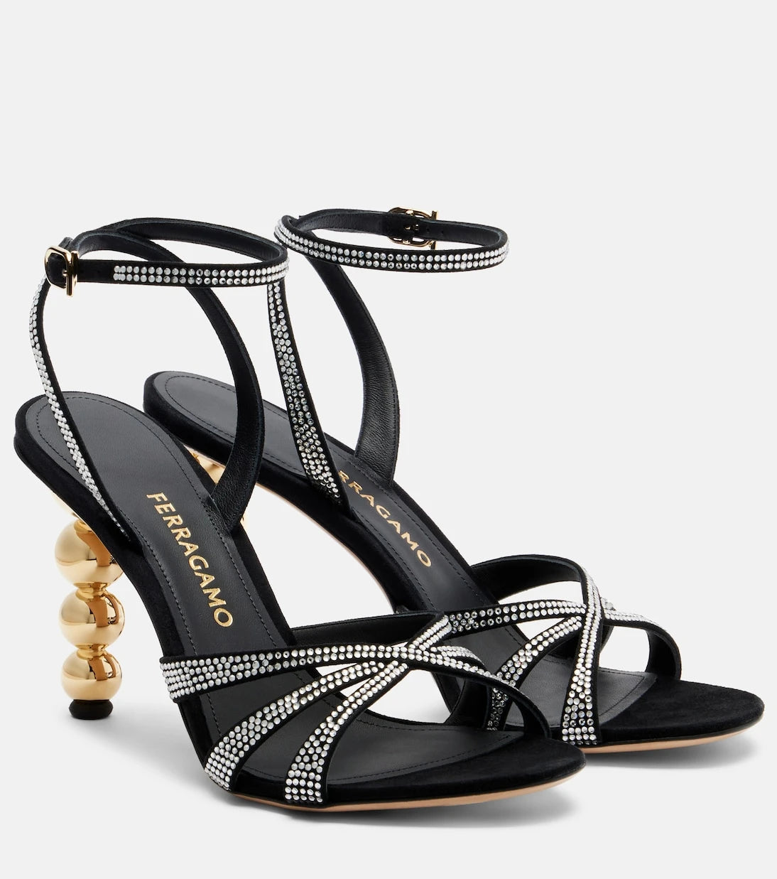 Ferragamo - 90 crystal-embellished suede sandals