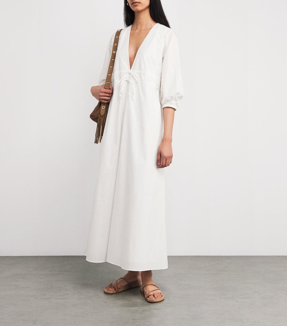 FRAME White Organic Cotton The Cinched Midi Dress