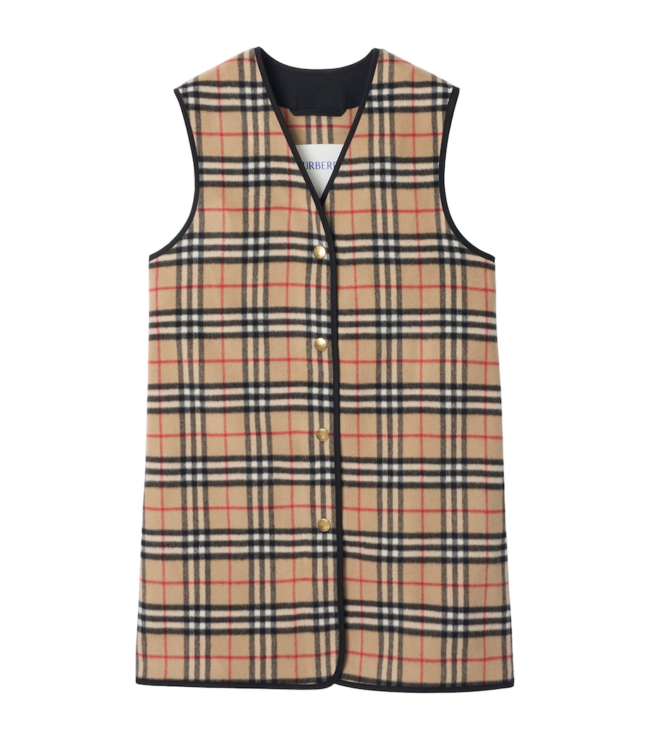 Burberry Beige Wool-Cashmere Check Gilet